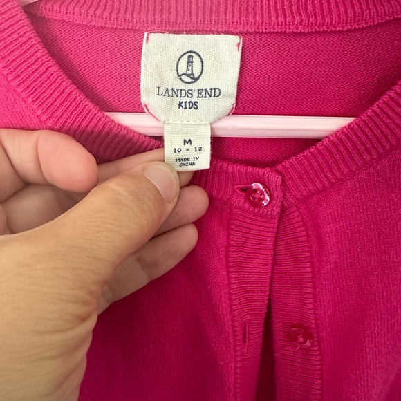 Girls Lands End Pink Cardigan Size:M 10/12 - Picture 5 of 5